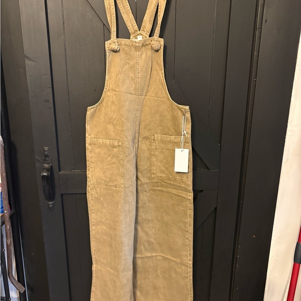 Zenana Outfitters  Overalls in Tan